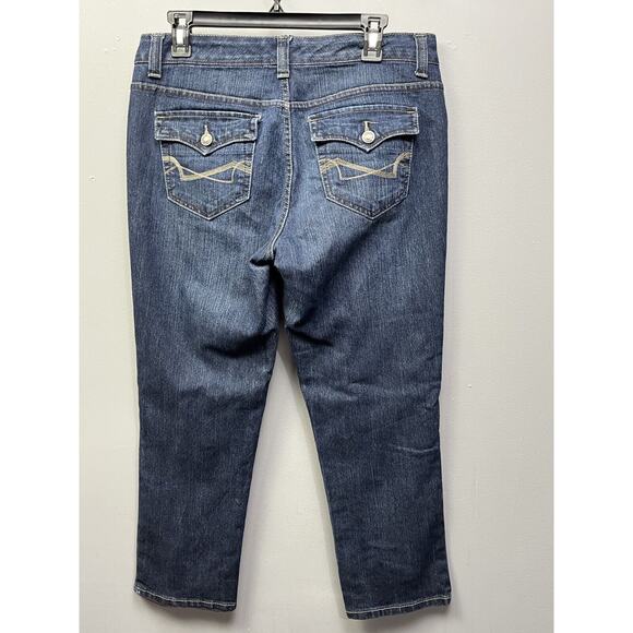 Nine West Vintage America Jeans Womens 8 Boho Crop Mid Rise Denim Medium Wash - Picture 1 of 8